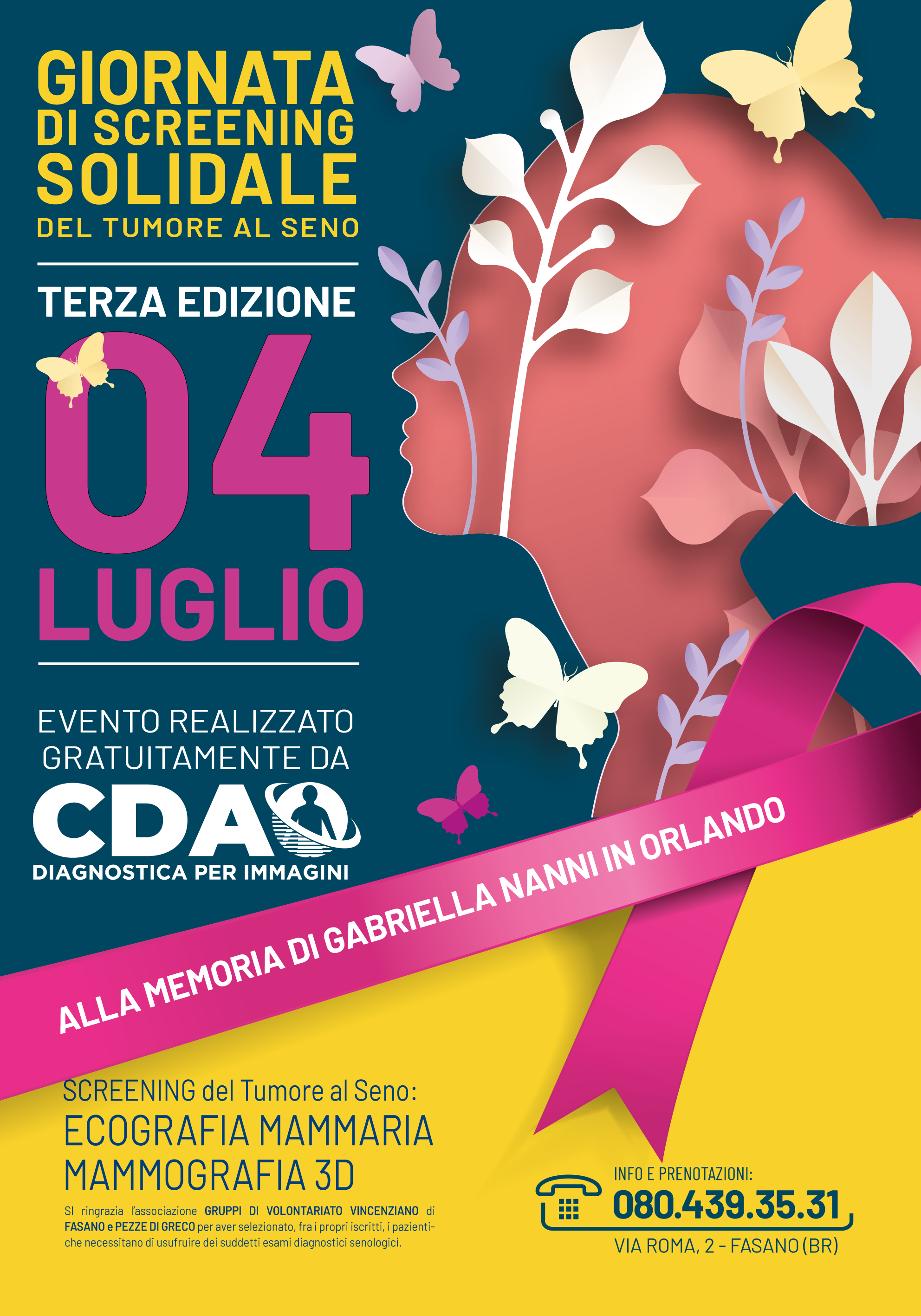 GIORNATA DI SCREENING SOLIDALE DEL TUMORE AL SENO – TERZA EDIZIONE
